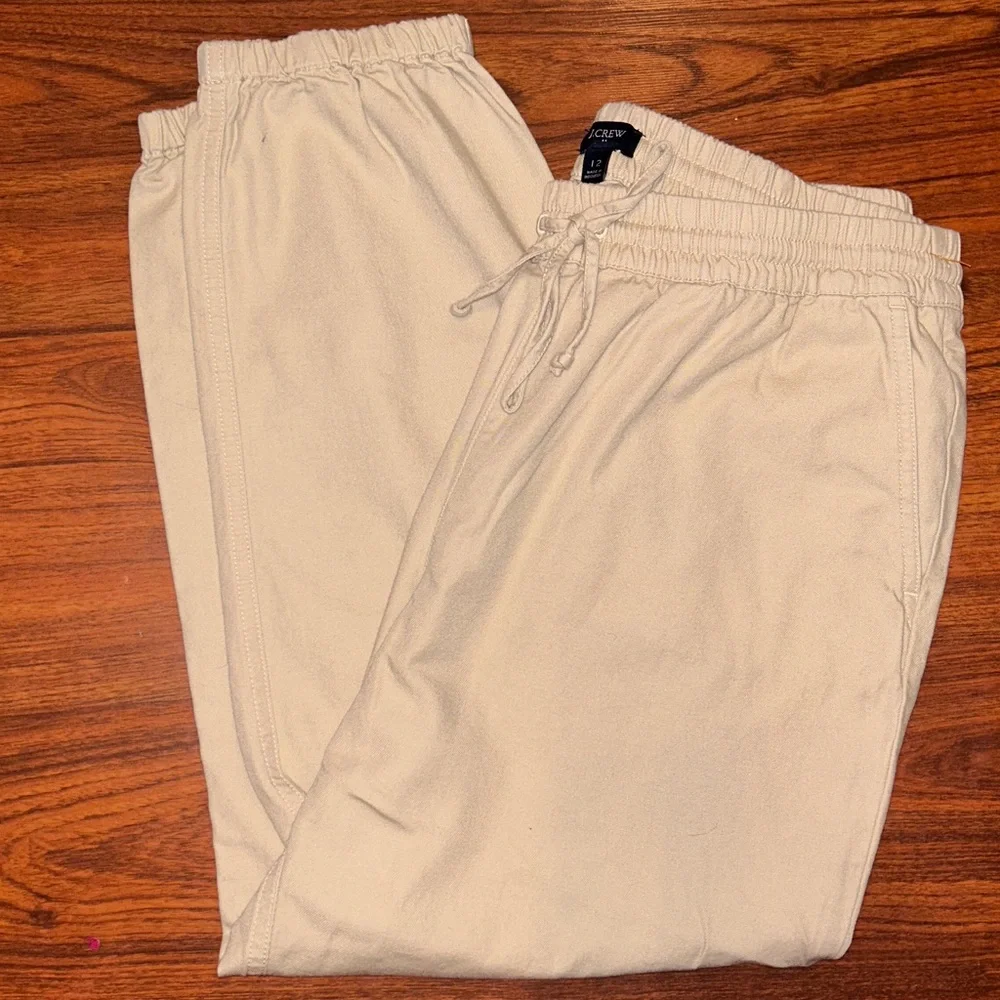 J. Crew Women's Khaki Utility Cargo Jogger Pants Elastic Waist Sz 12